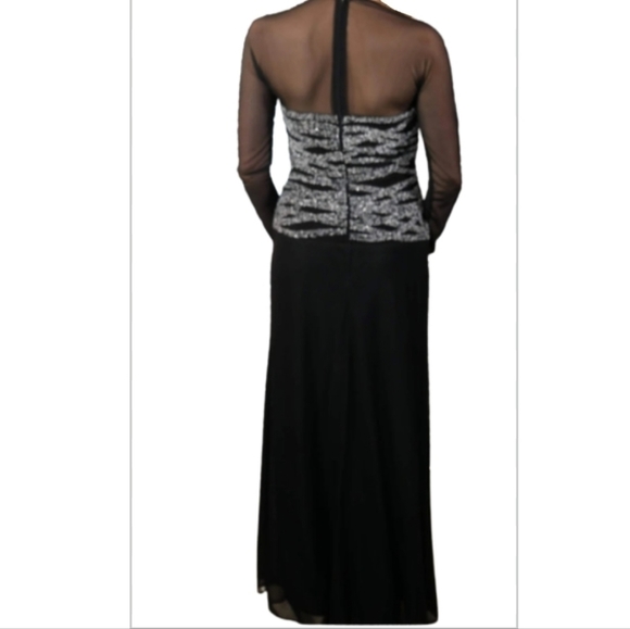 Tadashi LONG SHEER SLEEVE BEADED COCKTAIL FORMAL MAXI DRESS - Picture 2 of 16